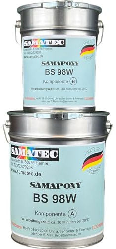 2K Bodenbeschichtung Betonbeschichtung Fliesenbeschichtung Fußbodenbeschichtung Epoxidharz - SamaPoxy BS98W 10Kg/50m² (RAL 7015 Schiefergrau)