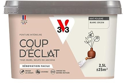 V33 Peinture murale intérieure Coup d'Éclat® Blanc cocon Mat Poudré 2,5L