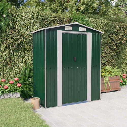 Rantry Skåp Trädgårdsskjul Trädgårdsredskap Kassett Verktyg Trädgård Trädgårdsskjul Verktygsskjul Trädgårdsredskap Hållare Grön 192 x 108 x 223 cm Galvaniserat Stål