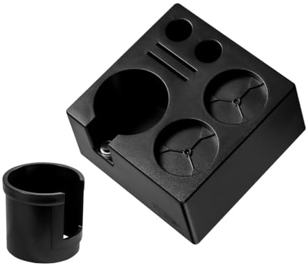IKAPE Espresso Tamper Station, Black Tamping Station Plastic Coffee Tamper Stand, Portafilter Holder for 51/54/58mm Espresso Accessories