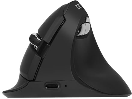DELUX Souris Ergonomique, Mini Souris Verticale sans Fil, Clic Silencieux, 4000 DPI, 6 Boutons, Bluetooth/2.4G Double Mode, pour Tunnel Carpien, pour Ordinateur Portable/PC/Mac (Black)