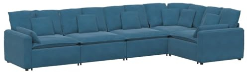 vidaXL Divano Modulare a L in Velluto Blu - Moderno Divano Componibile