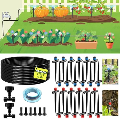 MQJIAZHI Garten BewässerungsSystem, 36M Micro Drip Bewässerung Kit, Garten Bewässerungs Kit, Gartenbewässerung Misting Kühlsystem für Garten, Rasen, Gemüsegarten, Bauernhof