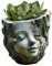 Pot de fleurs visage de femme, 13 cm de profondeur, joli vase en résine, statue de souche d'arbre pour décoration d'intérieur, jardin, cour, balcon, terrasse, beige