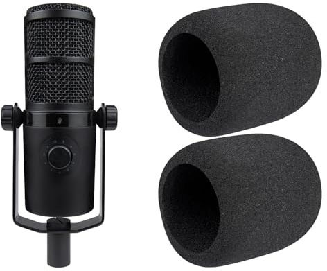 SOULWIT 2 Piezas Espuma Micrófono Filtro Antipop para MAONO PD400X Dynamic, Protector de Mic Cubierta Pantallas antiviento Parabrisas - Negro