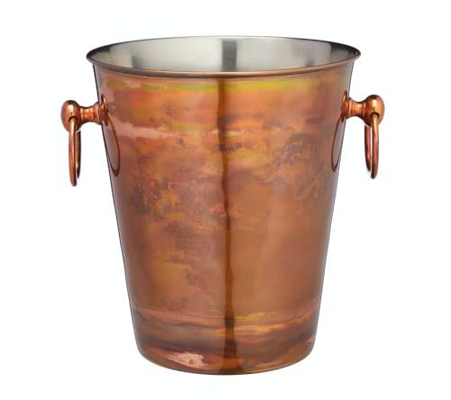 BarCraft BCCHAMIRIDCOP Luxury Stainless Steel Wine / Champagne Cooler Bucket, 24 x 20.5 x 23 cm (9.5 x 8 x 9) - Copper Finish