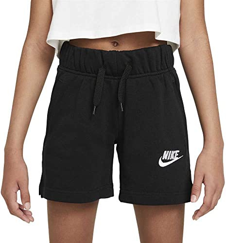 NIKE G Nsw Club Ft 5 In, Shorts Niñas, Black/white, 12 Años