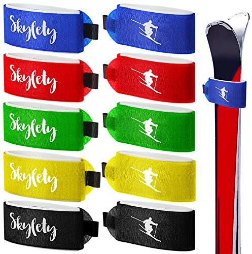 10 Pieces Ski Strap Fasteners Tape Adjustable Ski Wraps Ties for Carrying Ski Gear Winter Christmas