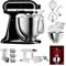 KitchenAid Küchenmaschine Artisan - P22 Multi Set Deluxe 185er (AK) - 5KSM185PSEOB inkl. Gemüseschneider (MVSA), Fleischwolf (5KSMFGA), Pürieraufsatz (5KSMFVSP) und Kochbuch (Kochen & Backen)