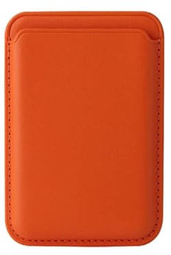 Mag-Safe Wallet/Card Holder in Vegan Leather- Compatible with iPhone 12/13/14/15 Mini/Pro/Max - RFID Card Holder with Mag-Safe Magnets (Orange)
