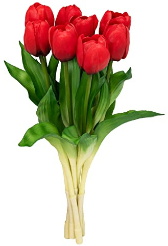 Softflame Flores Artificiales/Falsas/sintéticas, tulipán Rojo, 8 Piezas para Bodas, hogar, Fiesta, Restaurante