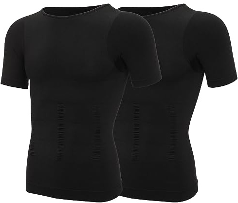 SLIMBELLE Kroppsformare för män bantning väst t-shirt elastisk smal formkläder kompression undertröjor magkontroll midjetränare