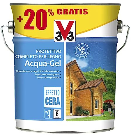 V33 - IMPREGNANTE per Legno Acqua Gel Noce Chiaro Satinato 3 LT