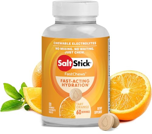 SaltStick Electrolyte FastChews - 120 Orange Chewable Tablets - Salt Tablets for Running and Hydration, Electrolyte Chews - 120 Count