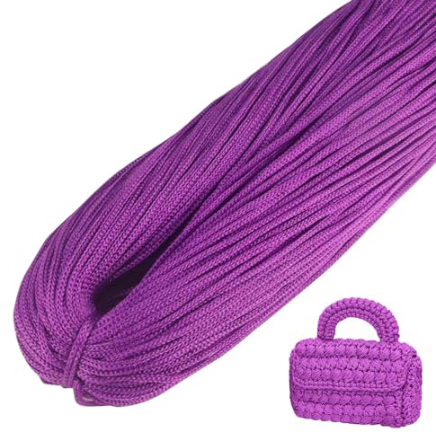 LEREATI Cordino per Borse Uncinetto, Corda Macrame 3mm x 200m Filo Macrame in Poliestere Uncinenetto e Ferri per Abbigliamento, Borse, Tappeti, Fai da Te, Regalo per Maglieria (Viola Intenso)