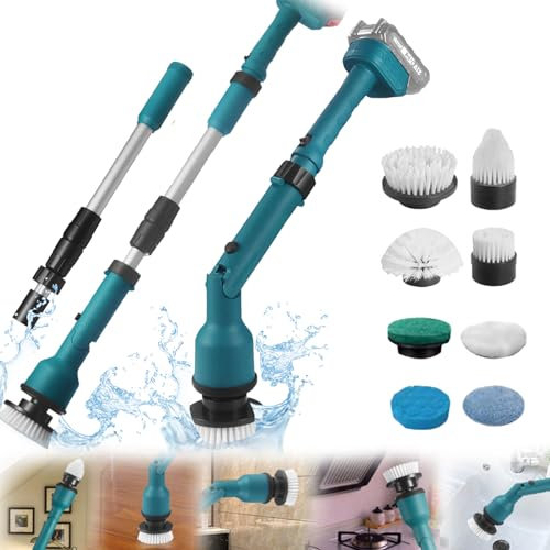 Spazzola Pulizia Elettrica, Lavasciuga ABatteria Per Makita 18v Batteria Incluse 8 Testine Spazzola Pulizia Spazzola Per Pulizia Estensibile Da 63-125 Cm Dotato Asta Prolunga 2 Livelli Velocità