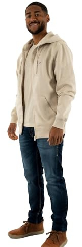 Tommy Jeans Herren Hoodie mit Reißverschluss Flag Zip Thru mit Kapuze, Elfenbein (Newsprint), S