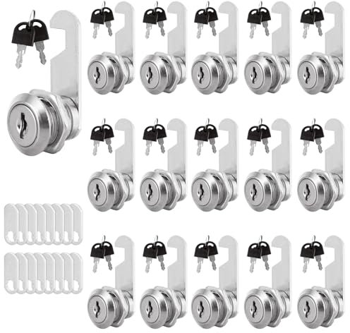 MUXHEL 16PCS Cabinet Lock 20mm LetterBox Lock Security Cam Lock with 32 Keys & 2 Different Lock Plates Security Mailbox Lock for Door Cabinet Mailbox Drawer Wardrobe Locker Post Box