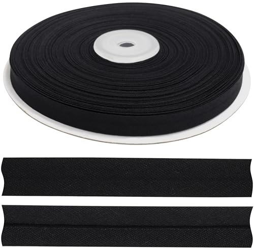 Aerzetix - C77406 - Rotolo di Nastro in sbieco Piegato per Cucire 25 Metri x 10mm - in 20% Cotone e 80% Poliestere - Colore Nero