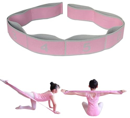 Banda elástica con múltiples bucles, entrenamiento de yoga, bandas de resistencia para entrenamiento de gimnasia, pilates, fitness, baile latino, 8 bucles, rosa