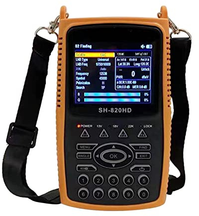 TV Signal Strength Meter, DVB-S2 DVB-T2 Combo Digital Signal Finder Meter Support CCTV 3.5 Inch HD TFT LCD Screen 8PSK 32APSK VS 810HD,Camping Essentials(SH-820HD T2 S2 CCTV)