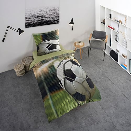 KK SHOPPING Versandhandel Klaus Kolodzie Bettwäsche mit Fußball Tor 135 x 200 cm, 100% Baumwolle