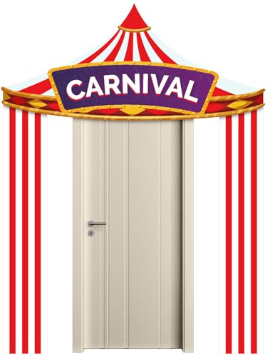 Circus Tent Decorations, Carnival Party Decoration Red & White Striped Circus Tent Banner Backdrop Circus Awning Decor for Circus Theme Party Carnival Halloween