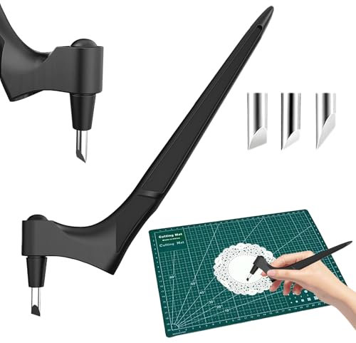 LUMOOM Set Di Coltelli Da Artigianato In Acciaio Inox 360 Gradi Di Precisione Con 3 Lame Di Ricambio 1 Tappetino Da Taglio Utensili Per DIY Scrapbooking Modellismo (Nero)