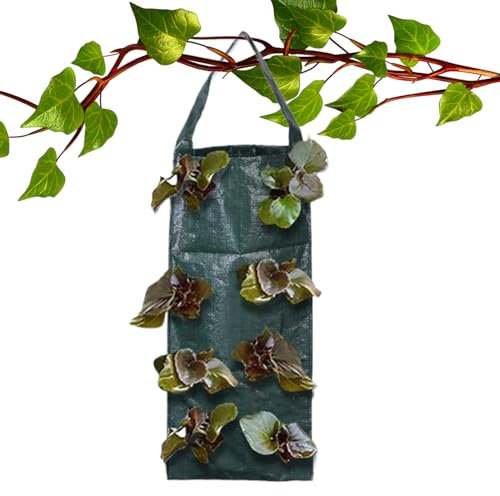 Huvqianu Sacchetti per la coltivazione in tessuto, fioriera in tessuto, cestini da giardinaggio verticali a 8 fori, traspiranti, per piantare balconi, recinzioni, esterni, salvaspazio