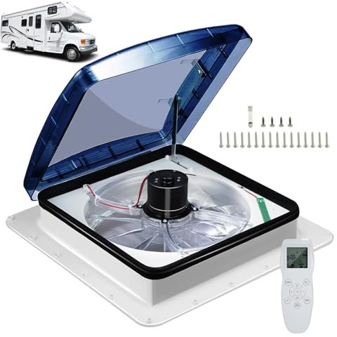 Ventilatore da tetto per roulotte, 12V Ventilatore per Camper, 36cm/40cm ventilazione da tetto con ultra silenzioso,con sensore pioggia, Ventola di scarico reversibile per Camper Caravan,40x40cm