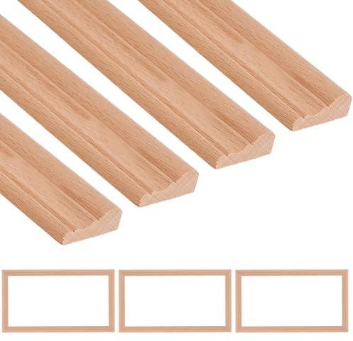 AHANDMAKER 12 st vägggjutning i trä 3D dekorativ träutsmyckning 40 cm timmer kantform för vardagsrum sovrum vägg, bord, skåp heminredning