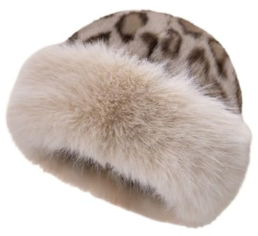 Xiyocadt Wintermütze aus Kunstpelz für Damen, Warme Plüsch Wintermütze,Winter Russische Mütze Pelz Damen Kunstfellmütze,für Reisen, Skifahren, Wandern (Beige 2)