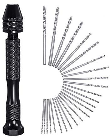 Mini Taladro de Mano, 26pcs Brocas de Taladro para la Perforación Artesanal, Joyería, Madera, Resina,Nogal, Ámbar