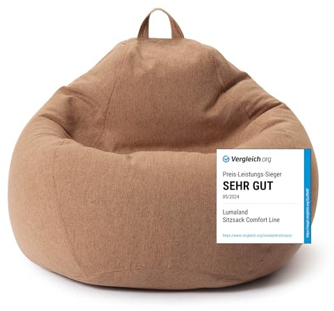 Lumaland Sitzsack Comfort Line | Indoor Beanbag 100x120x50cm mit mehr als 2,4 Mio. anpassbaren EPS-Perlen | Weiches & Komfortables Bodenkissen | Sessel für Kinder & Erwachsene | 315 L Volumen [Braun]