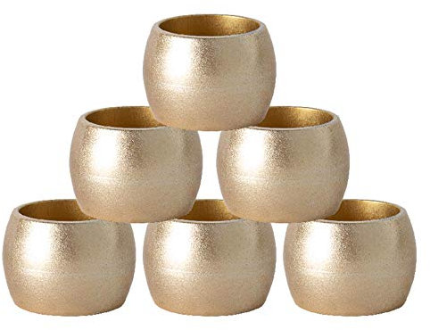 Argon Tableware Metallic Napkin Rings - Gold - 4.5cm - Pack of 6 - Metallic Finish Reusable Dining Table Setting Napkin Buckle Holder for Christmas, Party Celebrations, Restaurant Tableware Decor