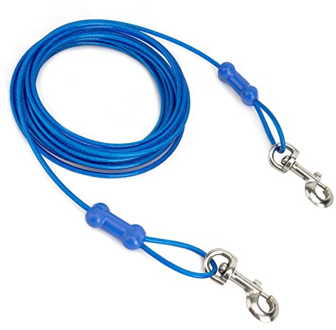 Petphabt - Cable de amarre resistente para perros, 3 m, para perros grandes, exteriores, camping, jardín, parque, mascotas, cable de amarre azul de 125 libras