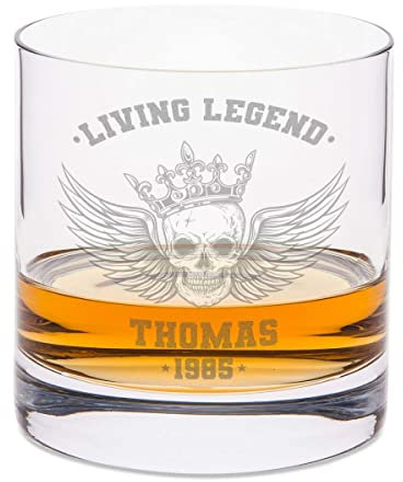 Leonardo Whiskyglas mit Gravur - Living Legend Design - Personalisiert mit Name & Jahr - Graviertes Whisky Glas - Geschenke für Whiskey Liebhaber zum Geburtstag - Geschenk für Sie & Ihn