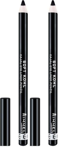 Rimmel - Crayon Soft Khôl - Couleur intense - Haute Précision - 061 Jet Black - 1,2gr (Lot de 2)
