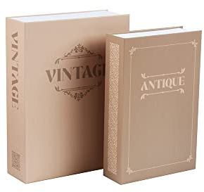Limitless Hidden Book Safe Metal Lock Box with 3-Digit Combination Lock 2-Pack (Antique/Vintage)