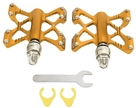 Bicycle Quick Release Pedal, 1 Pair LP K5 Aluminum Alloy Bike Bearing Pedals for Road Mountain Folding Bikes (gold (boxed))