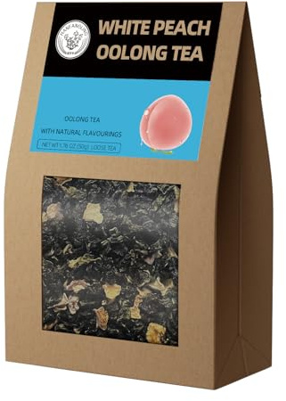 HANFANGLING Oolong alla pesca bianca, Tè alla pesca e al tè blu, Allevia la stanchezza, Rinfresca la Mente, Sostituisce la Caffeina, Miscela dal Sapore Dolce e Aromatico Rinfrescante