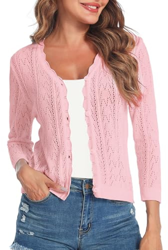Gyabnw Bolero Elegante para Mujer con Manga 3/4 - Chaqueta Corta Tradicional con Cuello en V para Cóctel y Boda