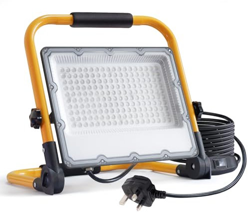 MEEKBOS 150W LED Work Light With Switch and 13.1 ft Cable, 15000LM Construction Light, 1000W Equivalent 6500K Portable Working Lights With Stand, IP66 Waterproof Job Site for Construction
