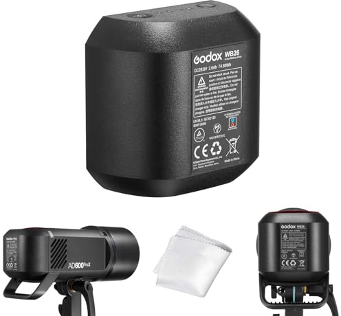 GODOX Upgraded WB26 Battery for AD600Pro II AD600Pro, Rechargeable Li-ion Replacement, DC 28.8V 2.6Ah 74.88Wh – Also Compatible with Flashpoint XPLOR 600PRO II and XPLOR 600PRO
