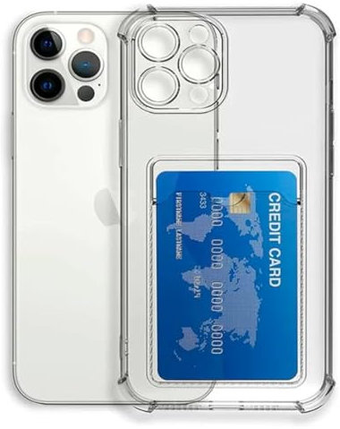 Technovate Coque transparente pour iPhone 14, coque de téléphone transparente avec porte-cartes arrière, ultra fine, en TPU souple, protection anti-choc, non jaunissante, étui portefeuille