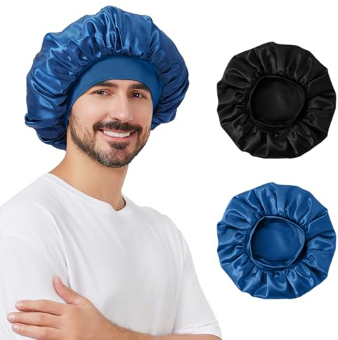 Supaze Satäng silkeshättor för män kvinnor, E01svart+blå, One Size