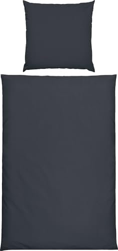 Erwin Müller Bettwäsche Edel-Seersucker dunkelgrau Größe 1x 135x200 cm + 1x 80x80 cm