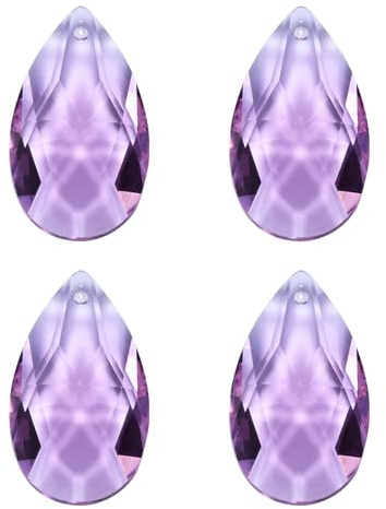 PATIKIL Pendentifs Cristal K9 Larmes Larmes, 4 Pièces 38mm Parties Lustre Prismes Perles Suspendues DIY Lampe pour Arts Artisanats Décoration, Lilas Clair