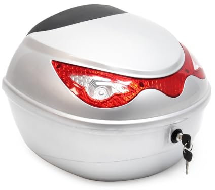 Top Case 22L silberfarbener Motorradkoffer Rollerkoffer Helmkoffer Roller Motor
