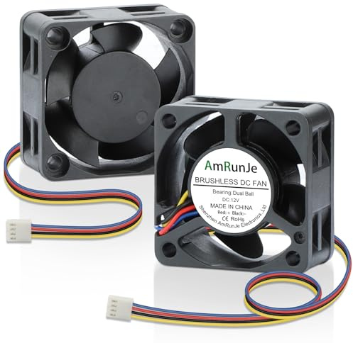 AmRunJe 2 st. PC-fläkt 4 stift 40 mm x 20 mm 12 V borstlös dubbel kullager, DC 3D-skrivare, Xbox, CPU, 1U-server, nätutrustning, 2 st